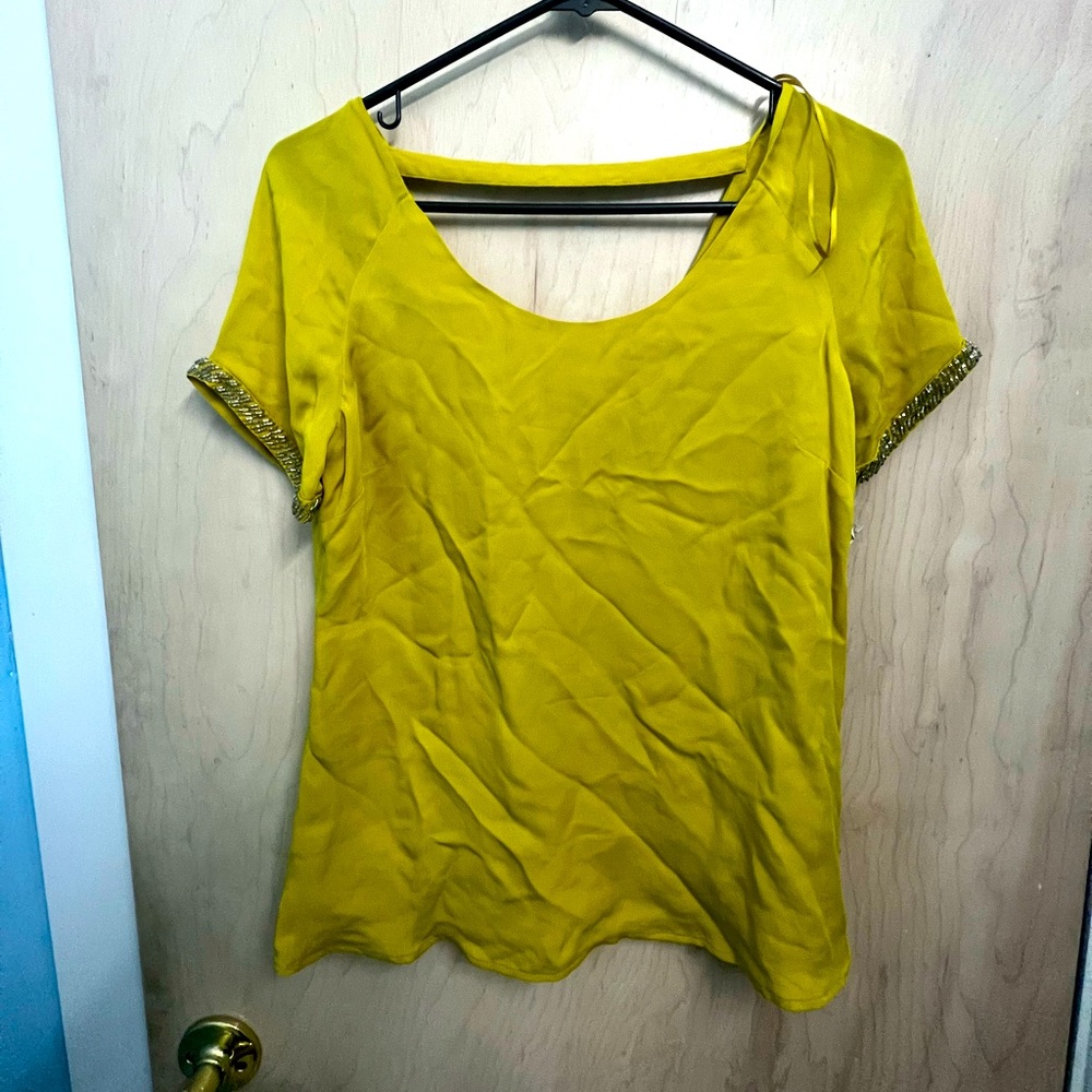 Mustard yellow beaded shirt